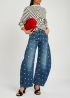 A.W.A.K.E Mode Studded Organic Barrel-leg Jeans Blue