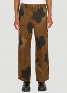 Floral Dyed Work Pants in Brown