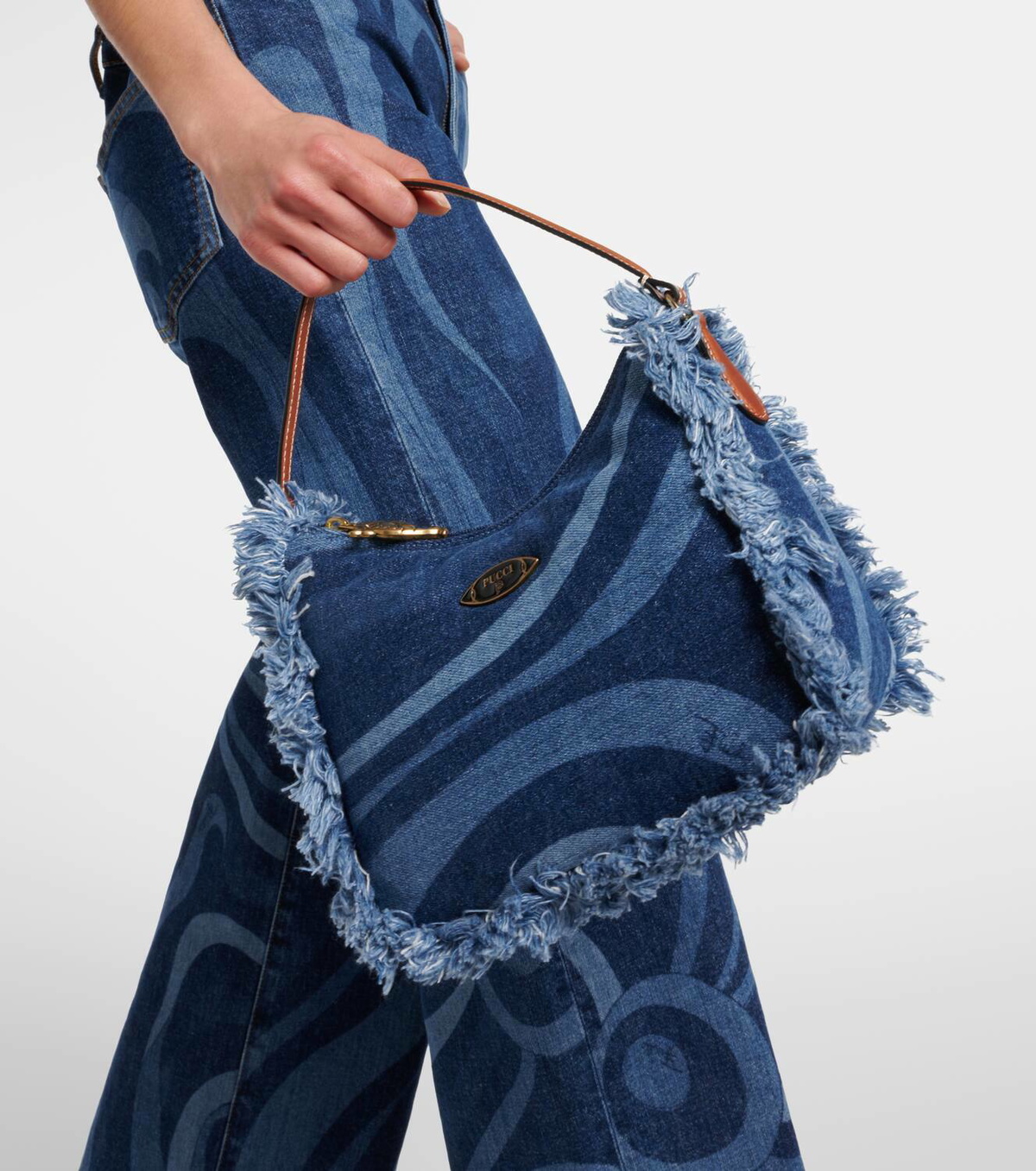 Pucci Marmo fringed denim shoulder bag Emilio Pucci