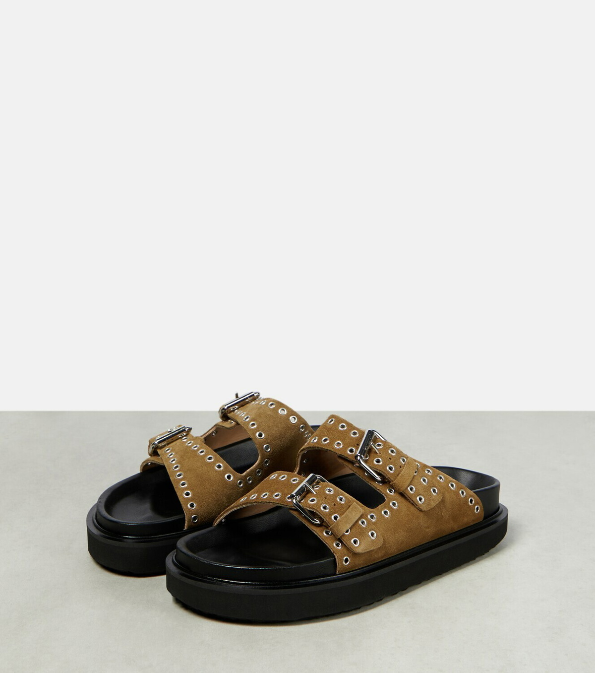 サンダル・ミュール Isabel Marant Embellished suede sandals ISABEL MARANT Mellan crystal-embellished Suede Sandals