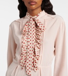 Prada Belted polka-dot silk midi dress
