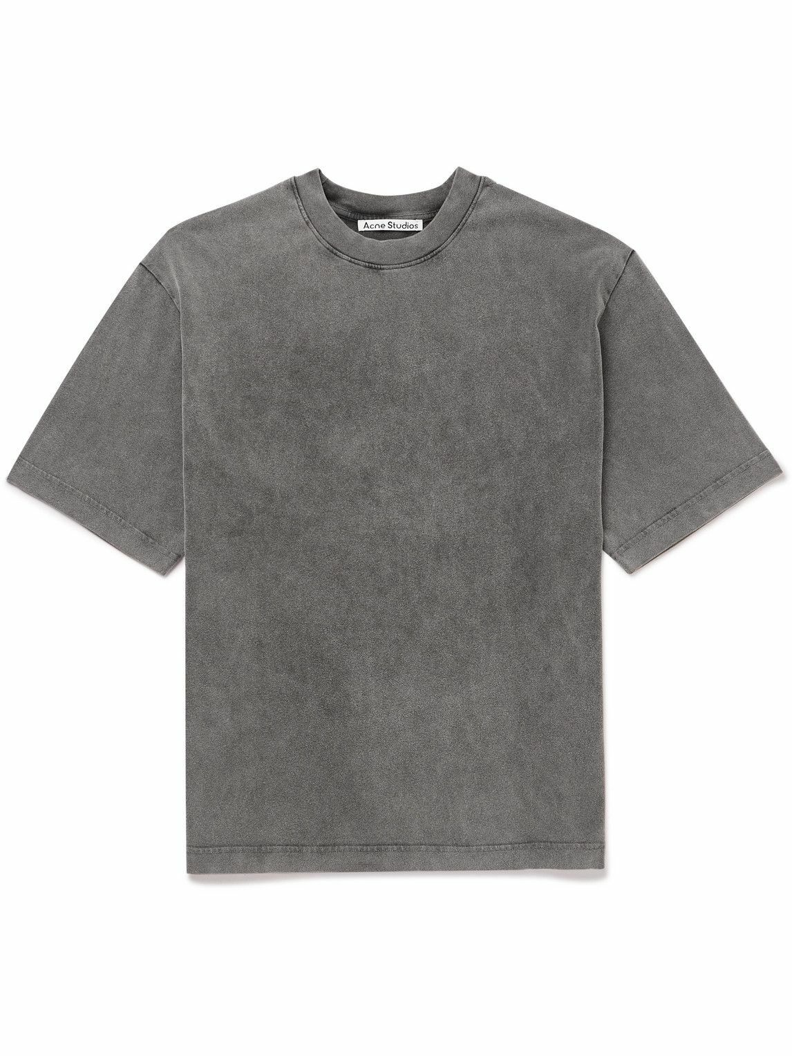 Photo: Acne Studios - Extorr Logo-Appliquéd Garment-Dyed Cotton-Jersey T-Shirt - Black