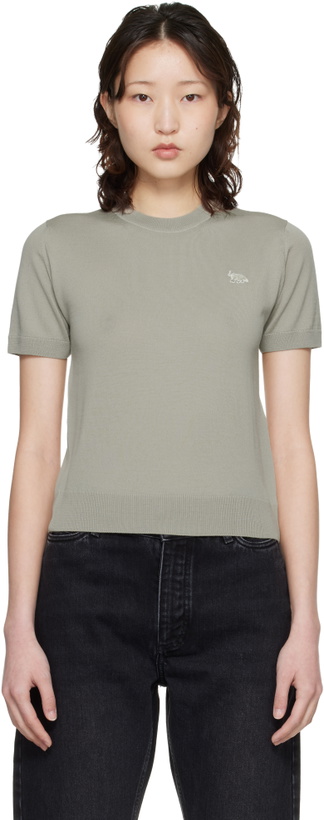 Photo: Maison Kitsuné Beige Baby Fox Fine Merino Sweater