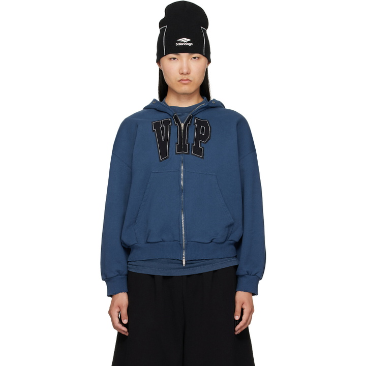 Photo: Balenciaga Blue 'VIP' Zip-Up Hoodie