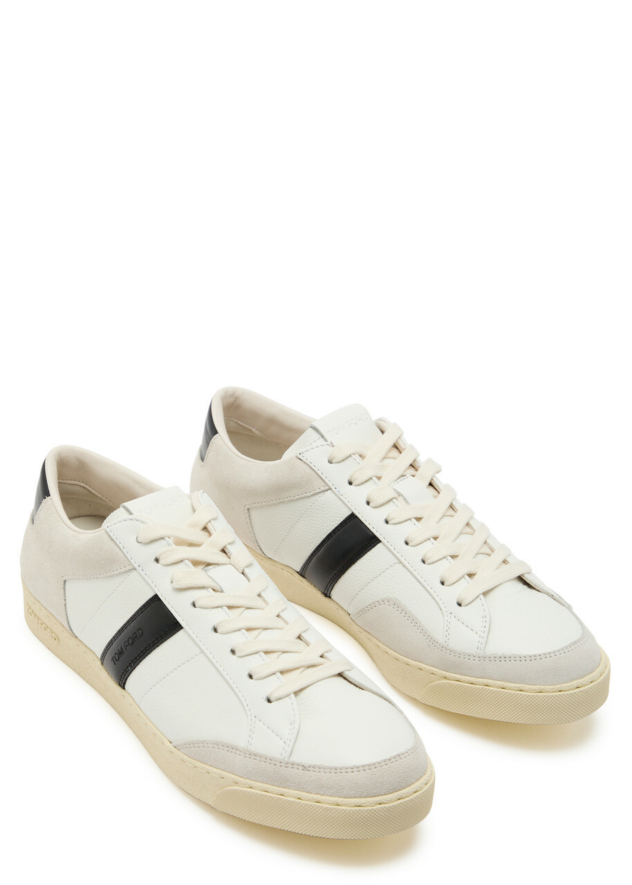 Tom Ford Panelled Suede and Grained Leather Sneakers White
