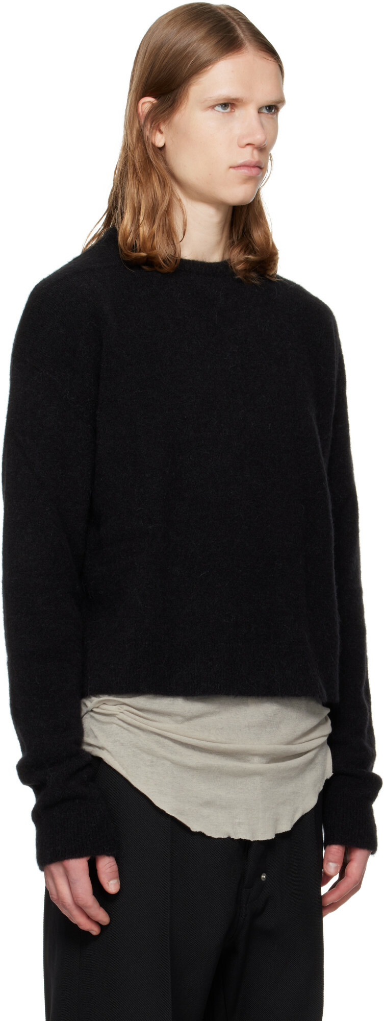 Rick Owens Black Tower Round Neck Sweater