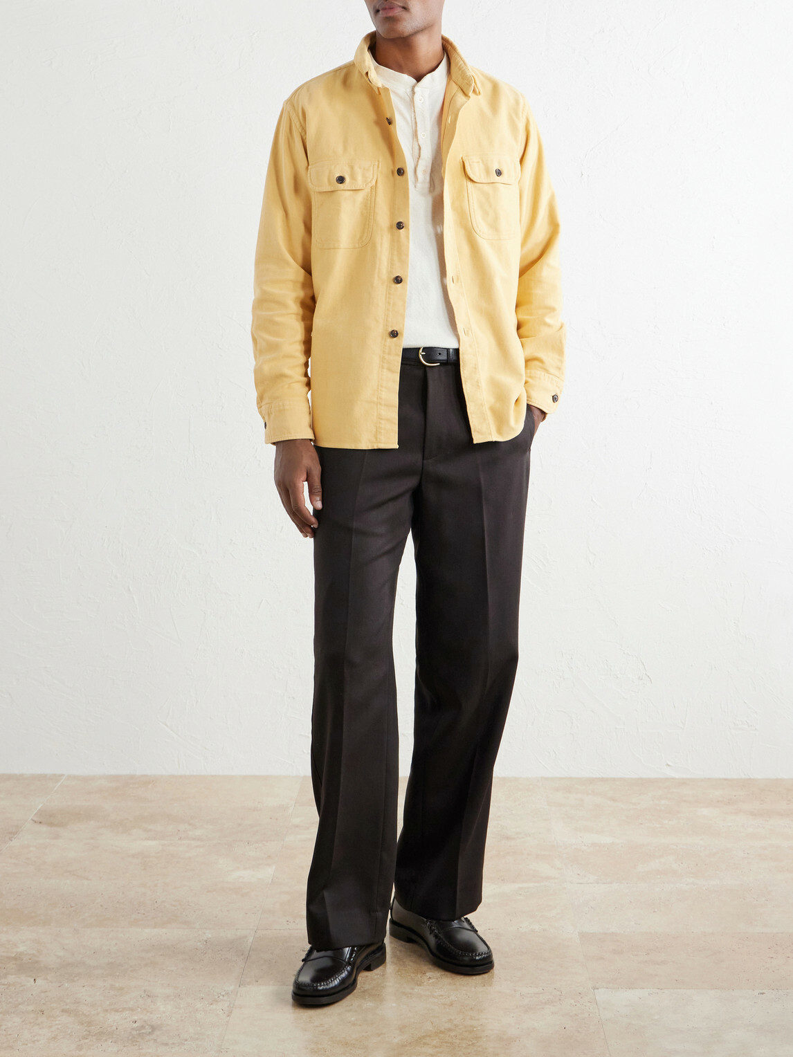 Hartford - Paco Cotton-Flannel Shirt - Yellow