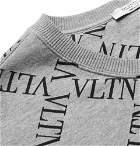 Valentino - Logo-Print Mélange Loopback Cotton-Blend Jersey Sweatshirt - Gray