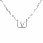 Valentino Men's V Logo Necklace in Palladium
