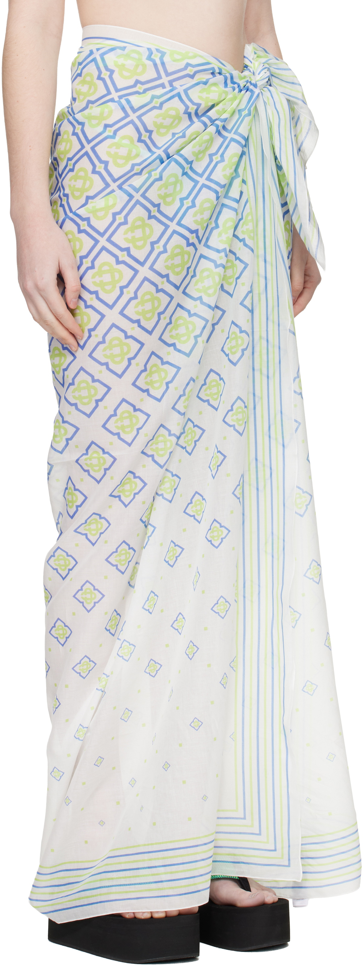 Casablanca White Degrade Monogram Pareo Cover-up Skirt