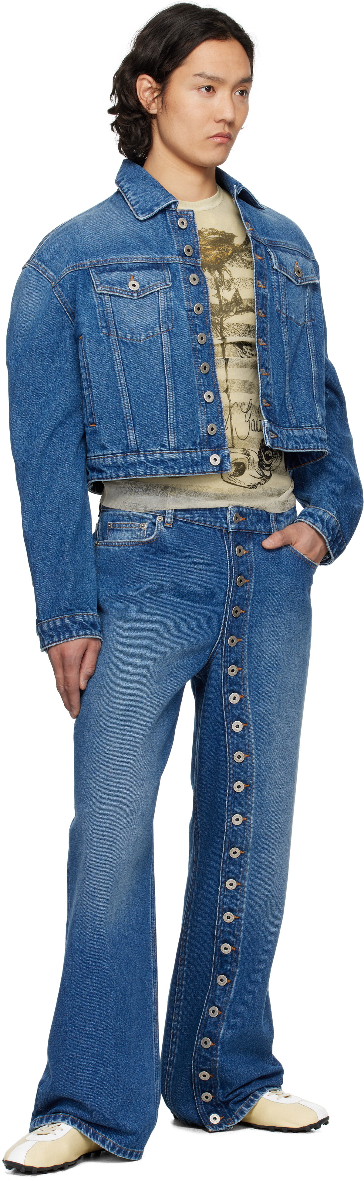 Jean Paul Gaultier Blue 'The Buttoned Denim' Jeans Jean Paul Gaultier
