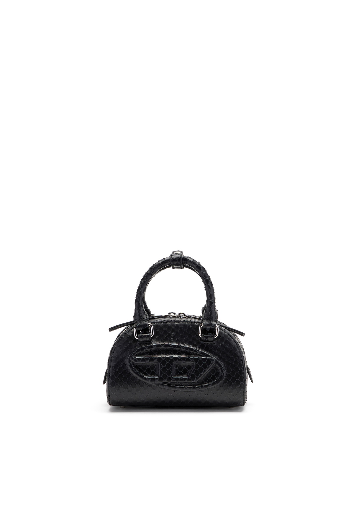 Diesel 1DR Dome-Mini bowling bag in snake-effect leather - Crossbody Bags Womens in Black