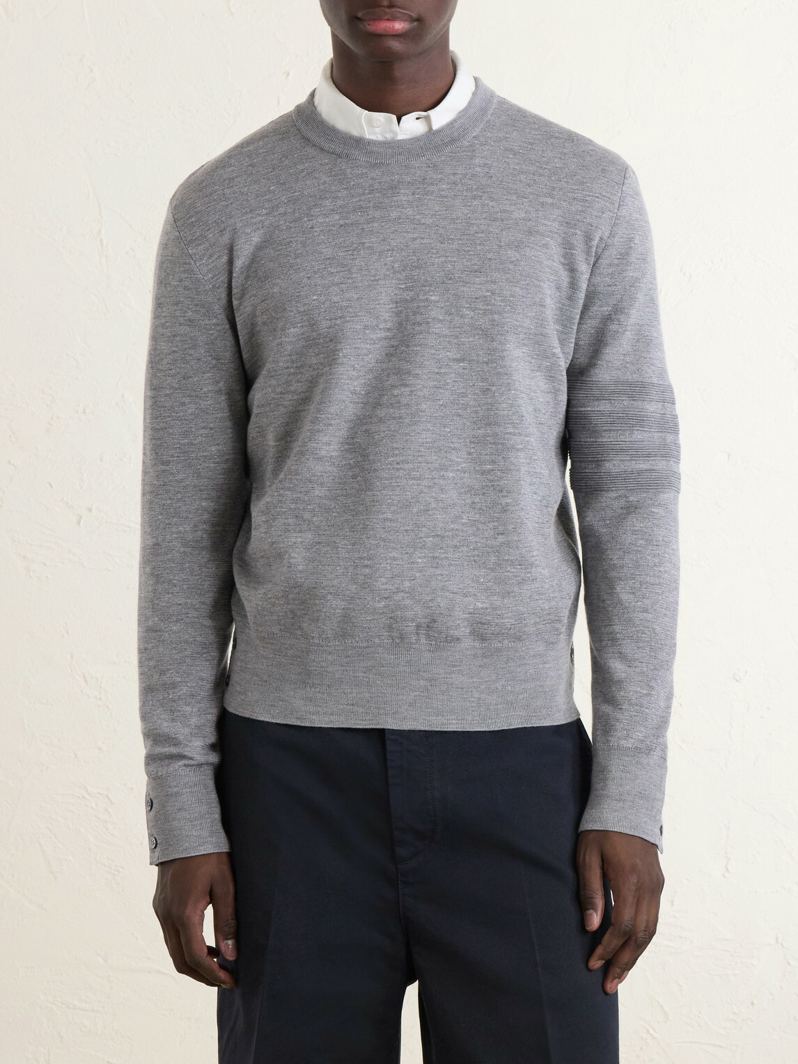 Thom Browne - Milano Stitch Wool, Linen and Cotton-Blend Sweater - Gray