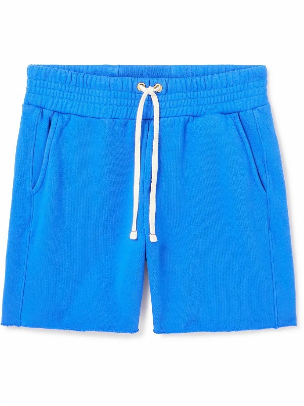 Photo: Les Tien - Garment-Dyed Fleece-Back Cotton-Jersey Drawstring Shorts - Blue