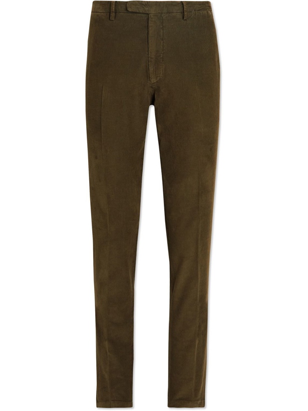 Photo: Boglioli - Slim-Fit Tapered Garment-Dyed Cotton-Blend Corduroy Trousers - Green