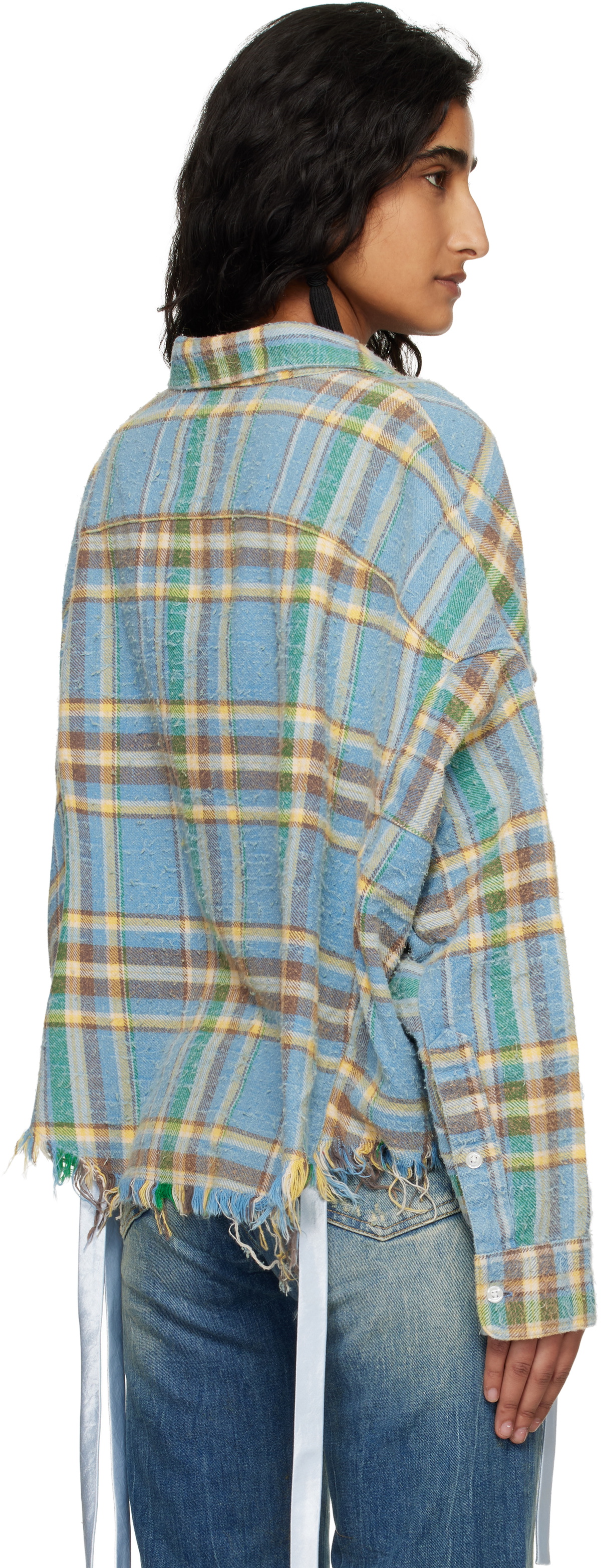 R13 Blue Cropped Work Shirt