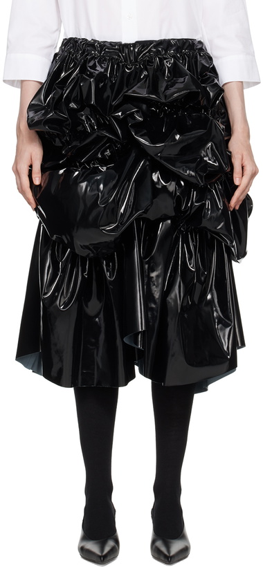 Photo: Comme des Garçons Black Gathered Faux-Leather Maxi Skirt