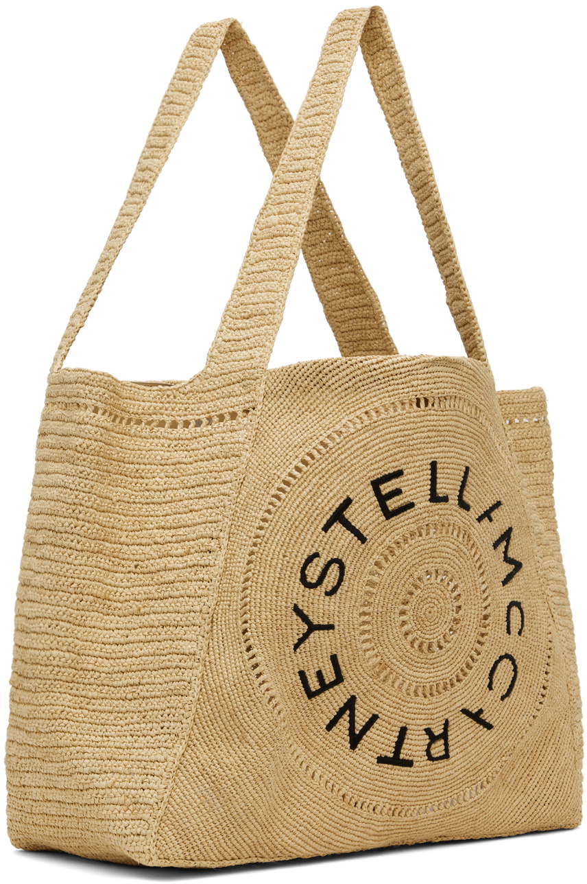 Stella McCartney Beige Logo Raffia Large Tote Stella McCartney