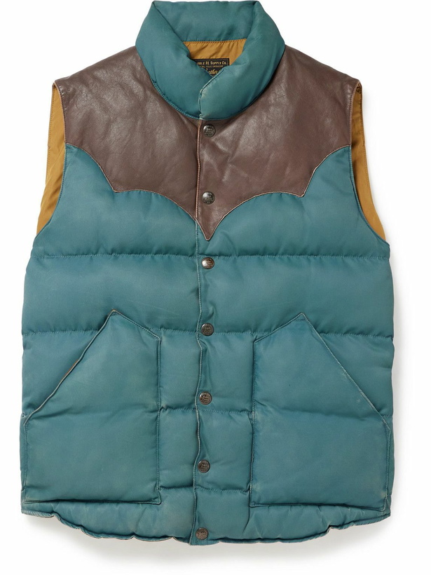 Photo: RRL - Stonely Leather-Trimmed Quilted Shell Gilet - Blue