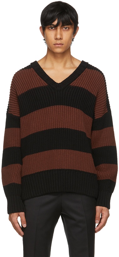 Photo: Boss Brown & Black Striped Proti Sweater