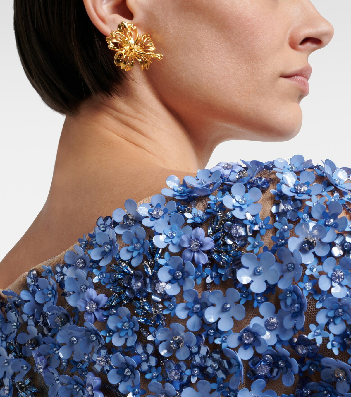 Oscar de la Renta Hibiscus clip-on earrings