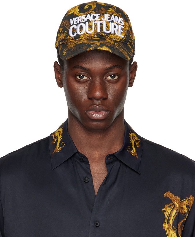 Photo: Versace Jeans Couture Black & Gold Watercolor Couture Baseball Cap