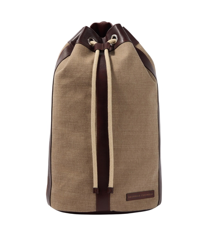 Photo: Brunello Cucinelli Leather-trimmed canvas backpack