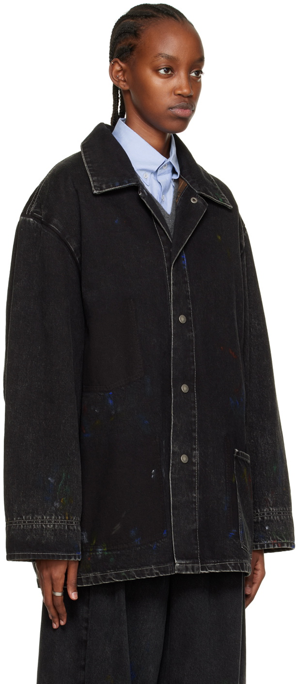 Maison Margiela Black Paint Splatter Denim Jacket Maison Margiela