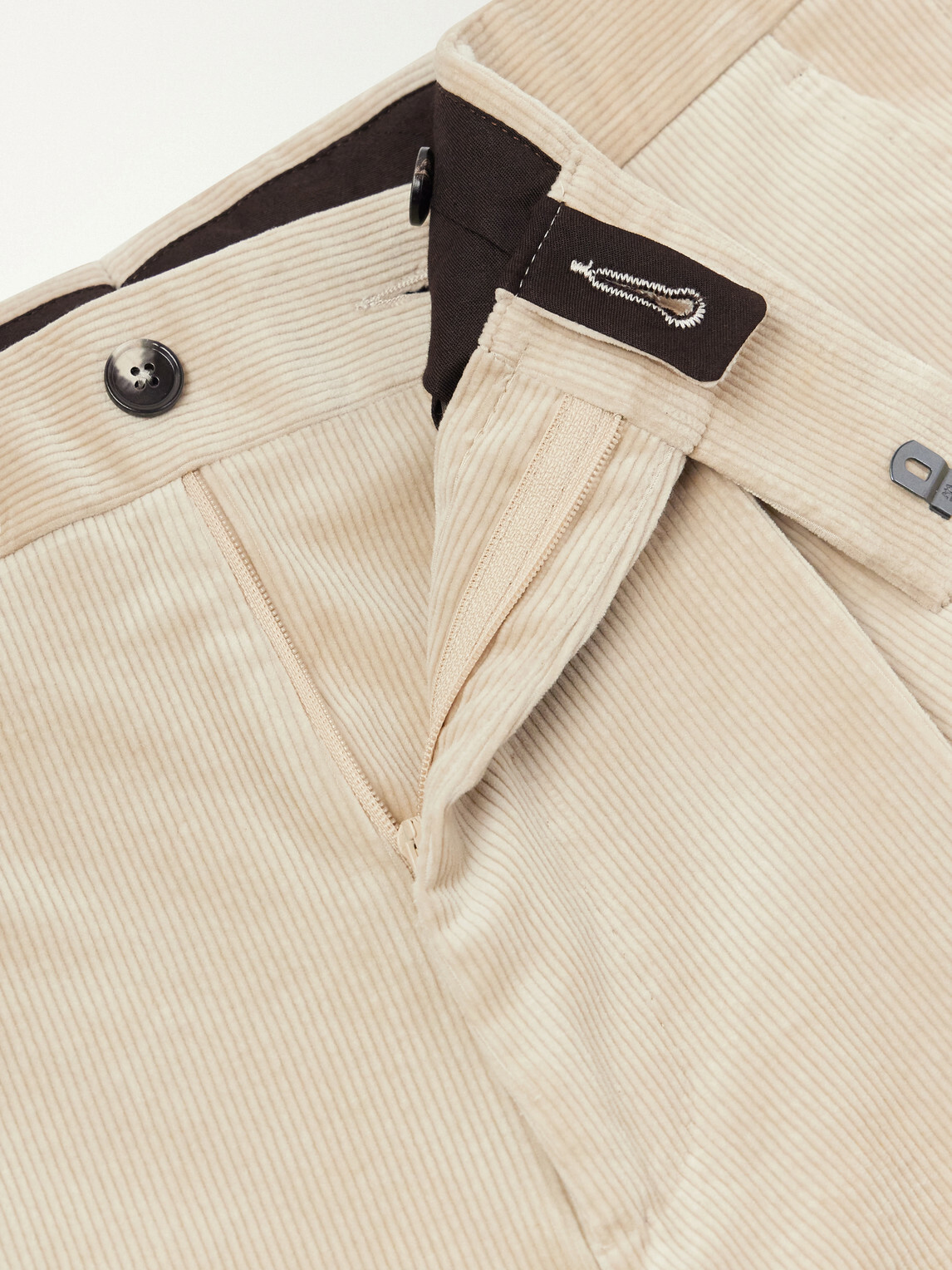 Zegna - Pleated Straight-Leg Cotton-Corduroy Trousers - Brown