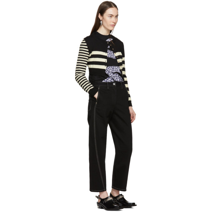 Facetasm Black Gingham Ruffle T-Shirt
