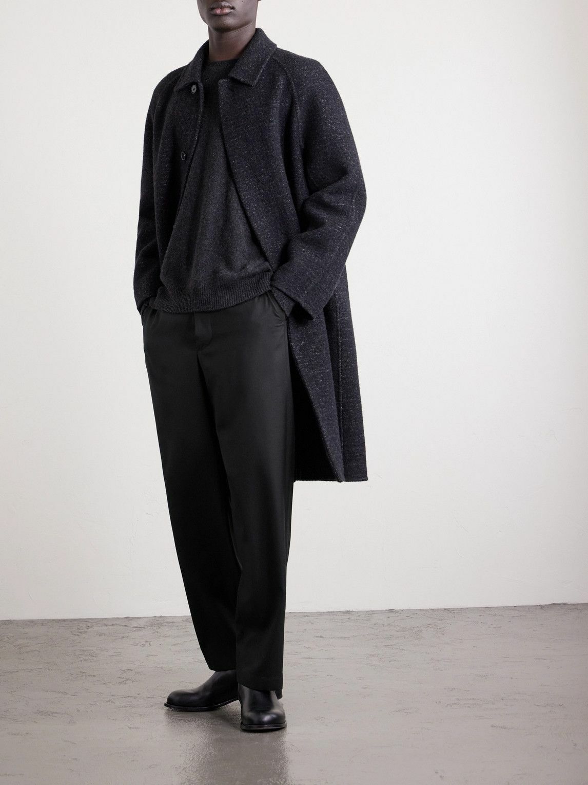 The Row - Ottis Straight-Leg Virgin Wool-Flannel Trousers - Black