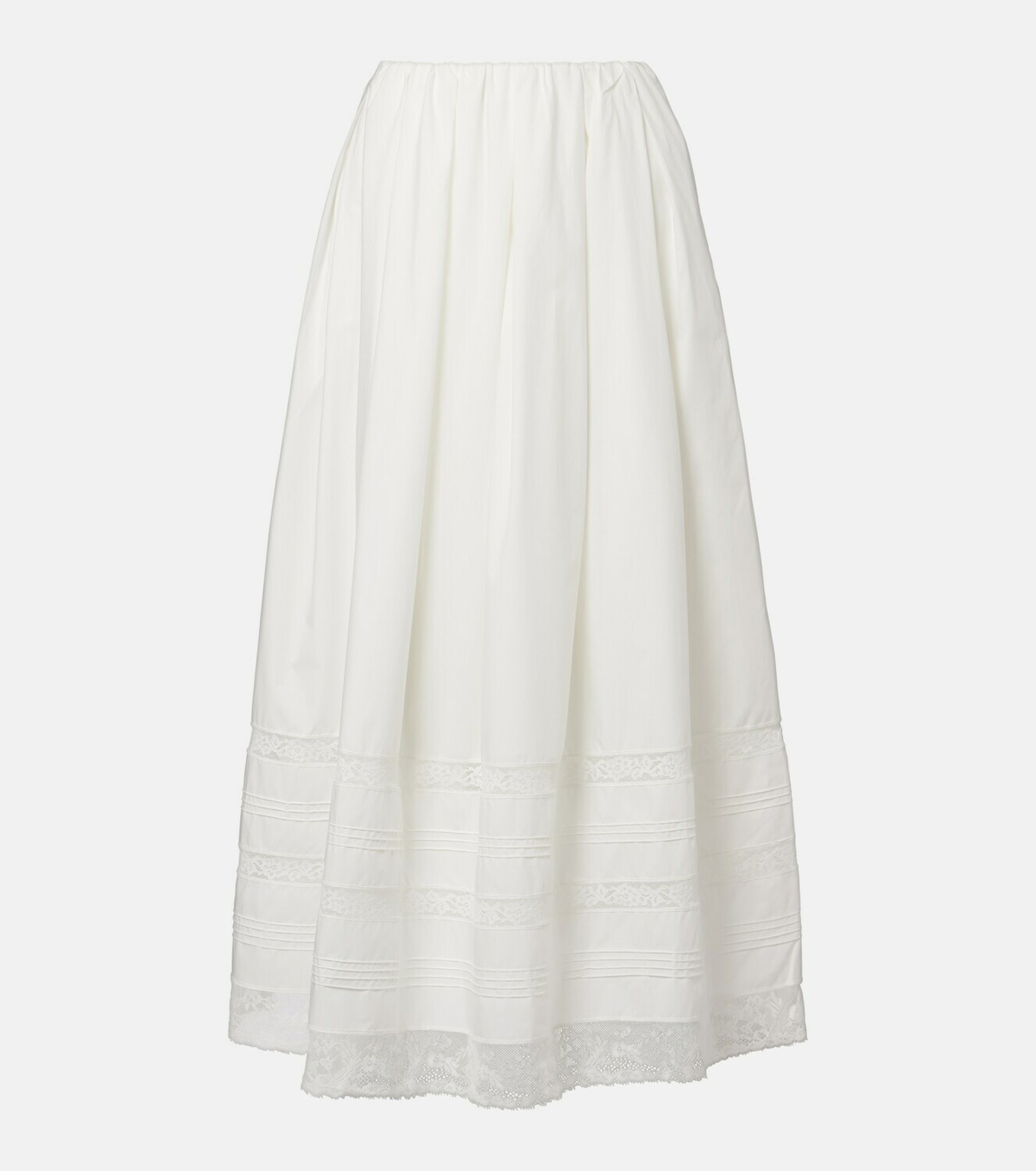 Faithfull Lyon lace-trimmed cotton maxi skirt