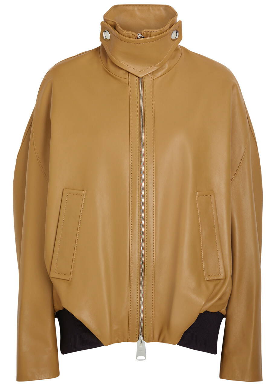 Khaite Hamett Leather Jacket Caramel