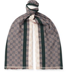 Loewe - Fringed Logo-Embroidered Striped Cotton Scarf - Multi