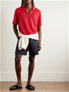 De Bonne Facture - Straight-Leg Striped Linen and Cotton-Blend Drawstring Shorts - Blue