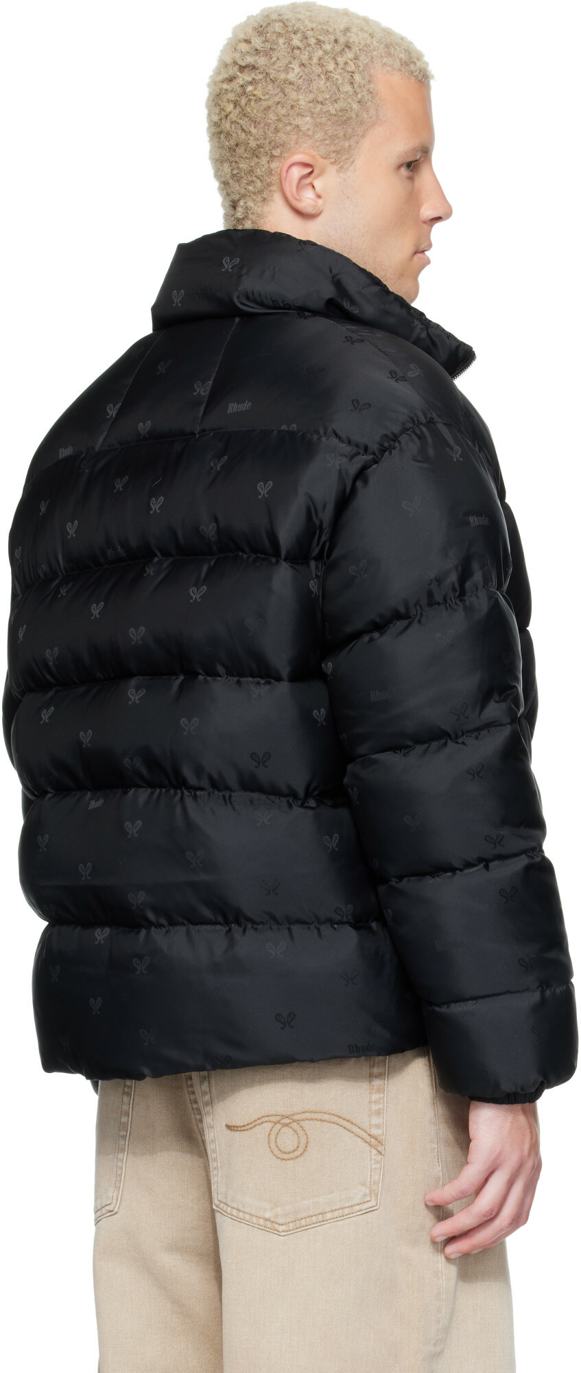 Rhude Black Paisley Jacquard Down Puffer Jacket