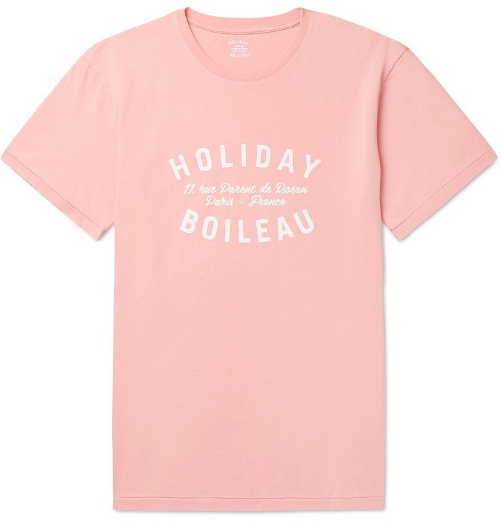 Photo: Holiday Boileau - Logo-Print Cotton-Jersey T-Shirt - Pink