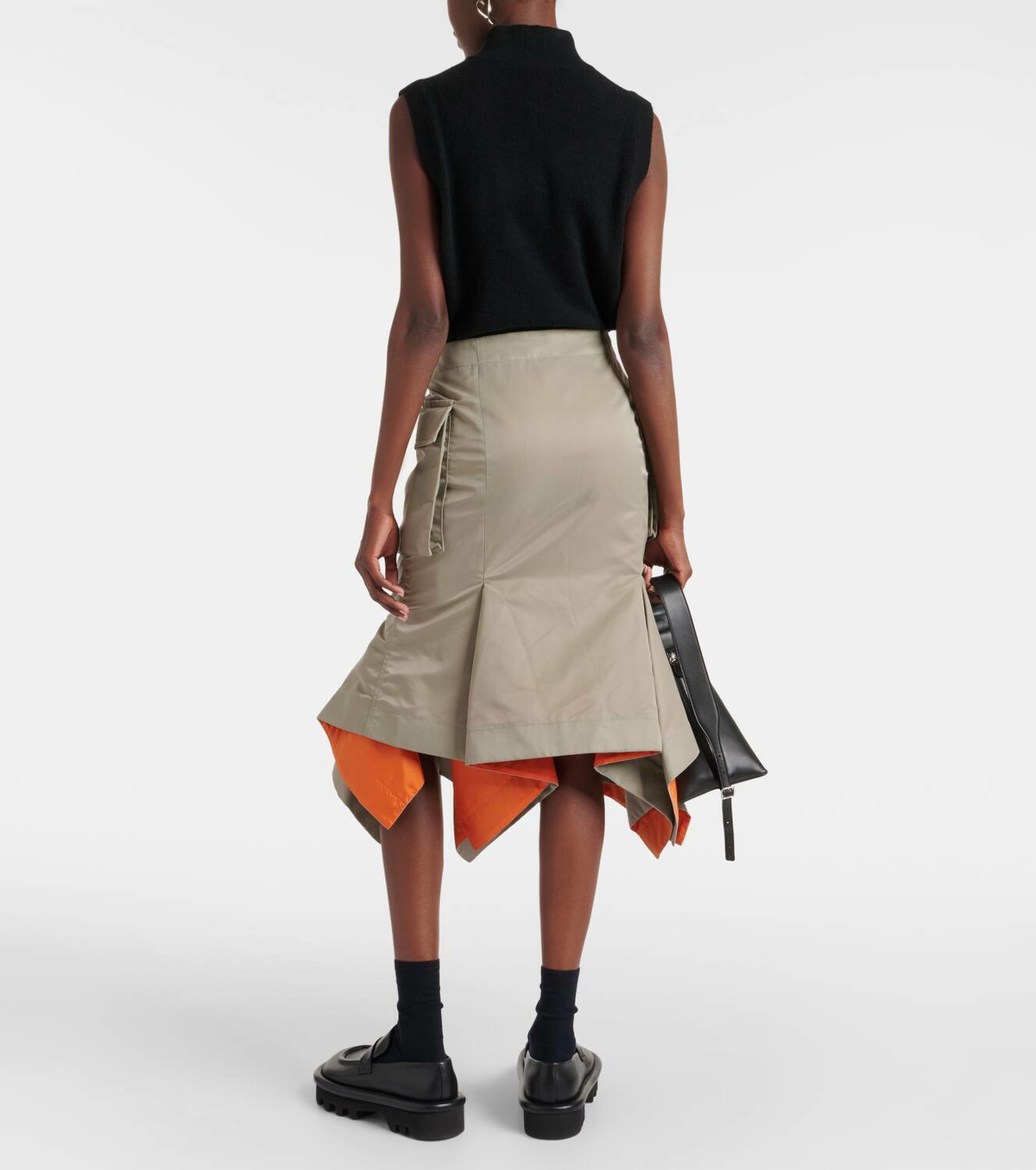 Sacai Ruffled twill cargo midi skirt Sacai