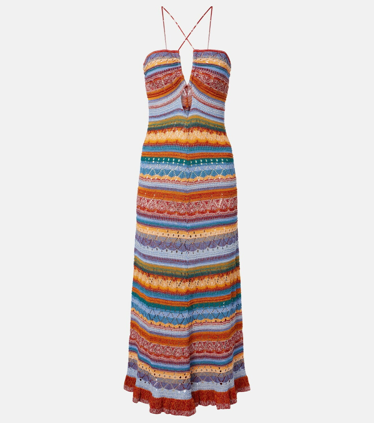 Etro Crochet striped cotton maxi dress