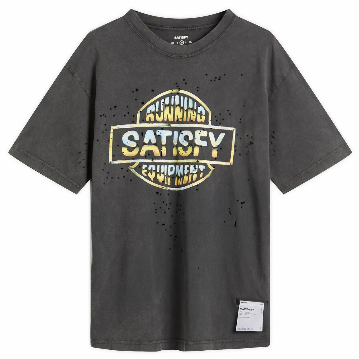 satisfy running cult member サティスファイ tシャツ Satisfy Men's AuraLite Running Cult Member T-Shirt in Washed Black