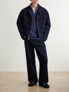 Canada Goose - McKinney Logo-Appliquéd Striped Ribbed Wool Half-Zip Sweater - Blue