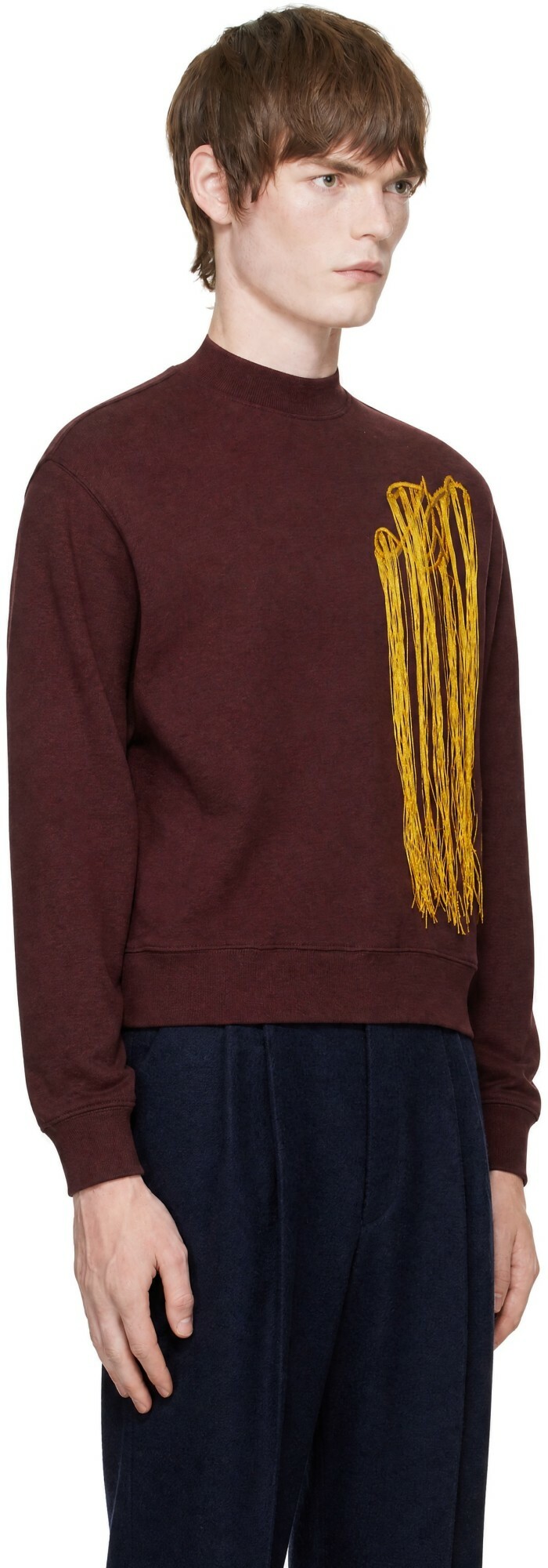 Dries Van Noten Burgundy Embroidered Sweatshirt