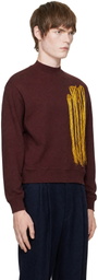 Dries Van Noten Burgundy Embroidered Sweatshirt