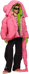 YAKU Pink & Green 6-Arm Reversible Puffer Jacket