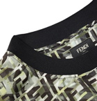 Fendi - Contrast-Tipped Logo-Print Woven T-Shirt - Green