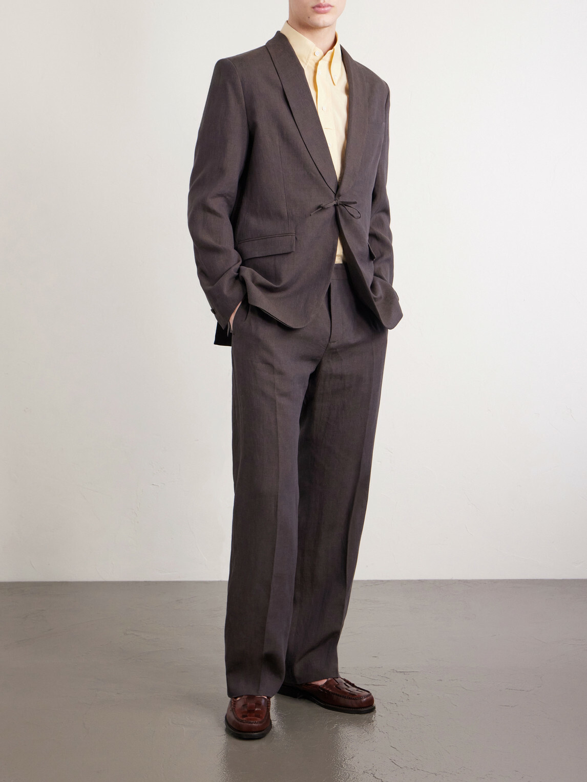 A Kind Of Guise - Shinji Shawl-Collar Linen Suit Jacket - Brown