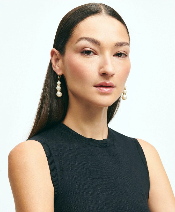 Photo: Brooks Brothers Women's Pearl Drop Earrings | White