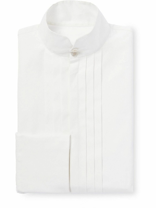 Photo: SAINT LAURENT - Grandad-Collar Bib-Front Cotton-Poplin Tuxedo Shirt - White