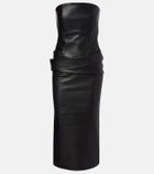 Alex Perry Strapless leather midi dress