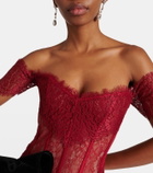 Rasario Corset off-shoulder lace and satin gown